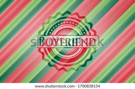 Boyfriend christmas emblem background. Vector Illustration. Detailed.
