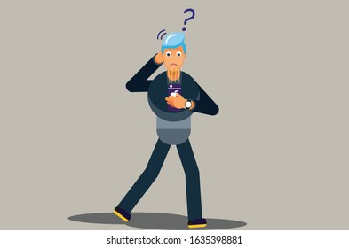 A boyfriend curious why does his girlfriend noisy on the phone, a flat vector illustration. Bad relationship vector illustration, this illustration can use as a sticker also. 