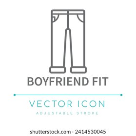 Boyfriend Fit Pants Clothes Fit Fashion Vector Line Icon