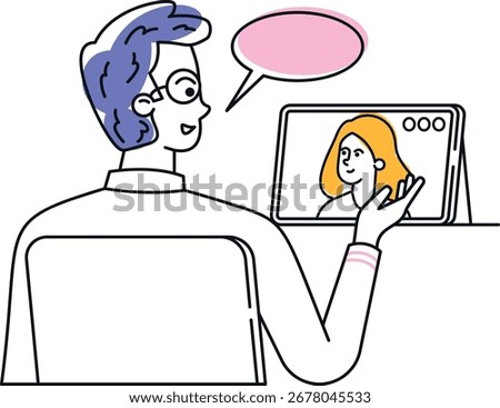 Boyfriend girlfriend online chatting vector illustration