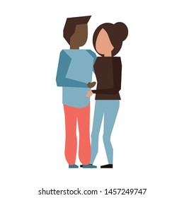 Boyfriend and girlfriend young couple faceless avatar cartoon vector illustration graphic design