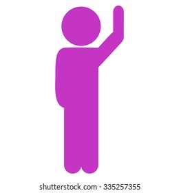 Boyfriend Hello vector icon. Style is flat symbol, violet color, rounded angles, white background.
