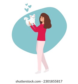 Boyfriend Holding his Dog and Girlfriend Holding her Cat. Married couple adopting domestic animals as companion,