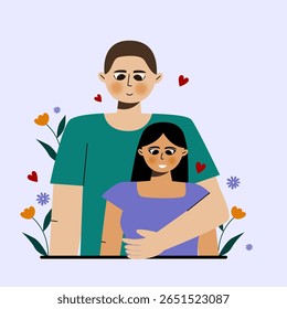 Namorado segura namorada ilustração personagem vetor