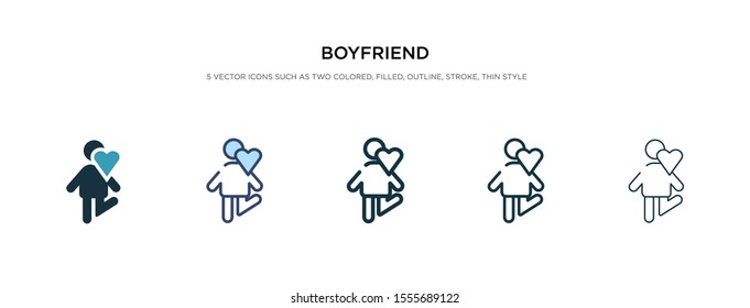 boyfriend icon in different style vector illustration. two colored and black boyfriend vector icons designed in filled, outline, line and stroke style can be used for web, mobile, ui