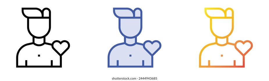 boyfriend icon. Linear, Blue Fill and Gradient Style Design Isolated On White Background