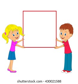 boy,girl and frame,illustration,vector