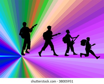 boy-group - rock-band - silhouette-in front of an abstract background