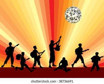 boy-group-silhouette with silver mirror ball