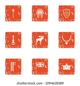 Boyhood icons set. Grunge set of 9 boyhood vector icons for web isolated on white background