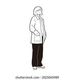 
Boyish and rough simple female illustration vector