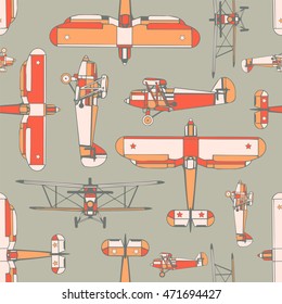 Boyish seamless pattern with airplane.