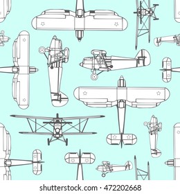 Boyish seamless pattern with airplane.