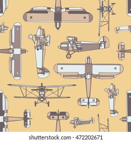 Boyish seamless pattern with airplane.