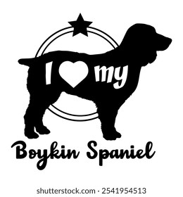 Boykin Spaniel Hund Silhouette, ich liebe meinen Hund, Hund, Hunderassen, Logo, Vektor, Silhouette, Tier, Illustration, Symbol, Zeichen, schwarz, Haustier,