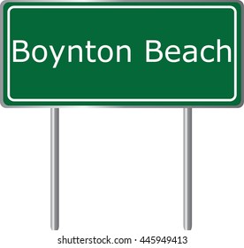 Boynton Beach , Florida , road sign green vector illustration, road table, USA city