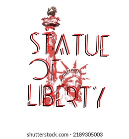 Boyolali, Indonesia - August 11, 2022 : Vector Simple Statue Of Liberty Pop Art Model