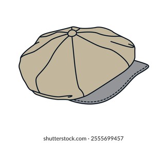 Boys bakerboy hat flat drawing vector mockup template.