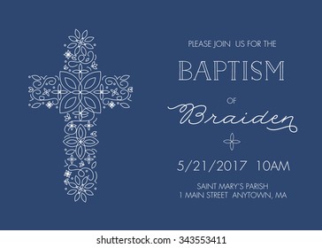 Boy's Baptism, Christening, Communion, Confirmation Invite - Invitation Template - Vector