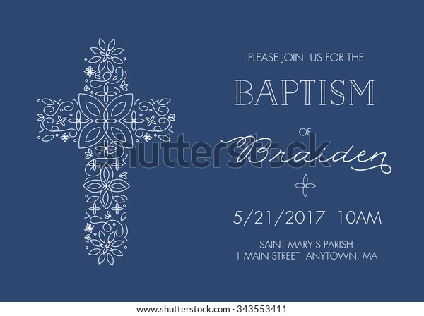 Boy\'s Baptism, Christening, Communion,\
Confirmation Invite - Invitation Template -\
Vector