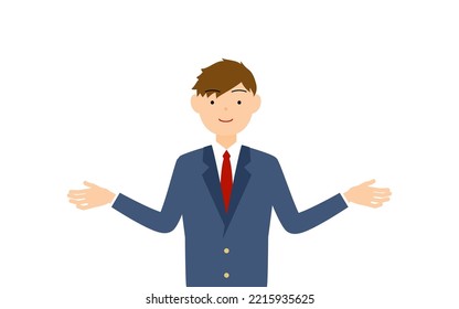 Boys, blazer uniform, Gesture of open arms.