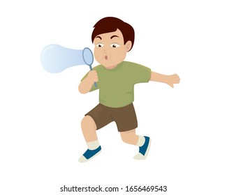 a Boy's Blowing Bubbles Illustration