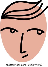 Boys bored face, illustration, vector on a white background.