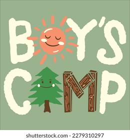 Boys camp where everybody is happy playing with the forest