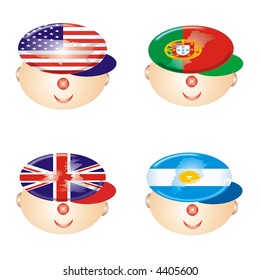 Boys with cap-flags