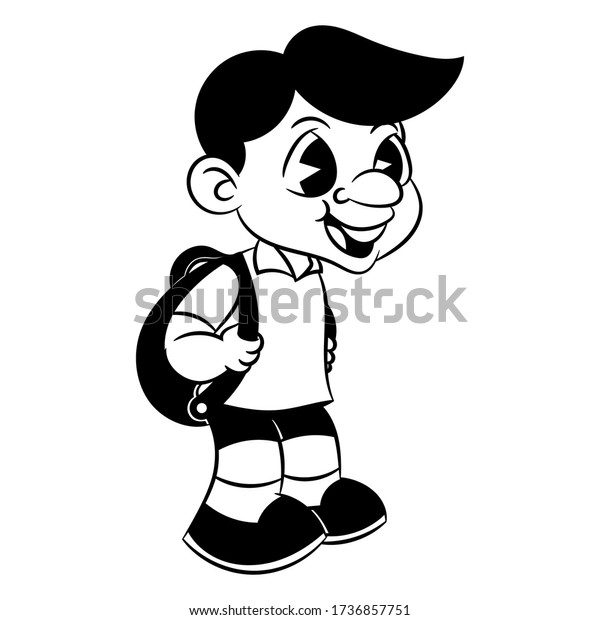 Boys Carry Backpacks Get Ready First Stock Vector Royalty Free