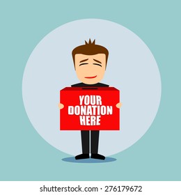 Boys cartoon character - bring the donation box