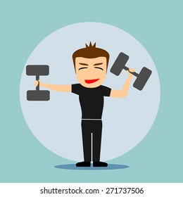 Boys cartoon character - build muscle