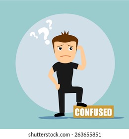 Boys cartoon character with confusing expression  