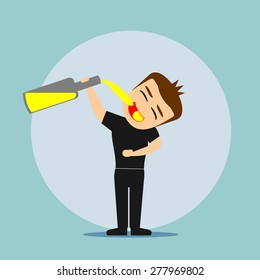 Boys cartoon character - drink form the bottle 