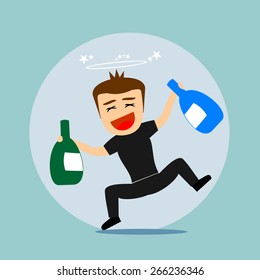 Boys cartoon character - drunk