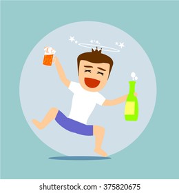 Boys cartoon character - drunk 