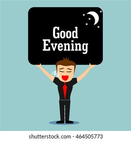 Boys cartoon character - god evening 
