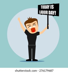 Boys cartoon character - mayday or labor day 