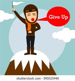 Boys Cartoon Character - on top of the mountain