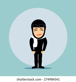 Boys cartoon character - pilot without airplane 