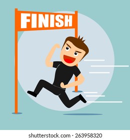 Boys cartoon character - run to finish