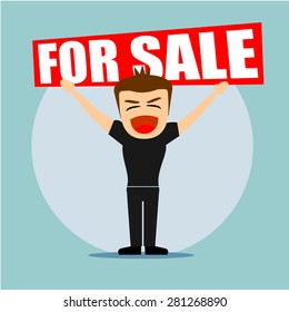 Boys cartoon character - for sale board