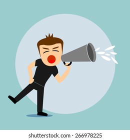 Boys cartoon character - speaking trumpet 