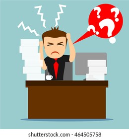 Boys cartoon character - stress at work 