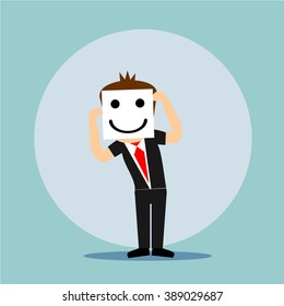 boys cartoon character - wearing happy mask 