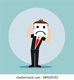 boys cartoon character - wearing sad mask 