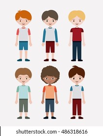 Boys cartoon. Kids childhood and people theme. Colorful design. Vector illustration