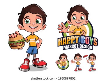 Boys cartoon mascot character illustration