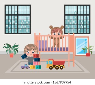 Boys cartoons design, Kids friendship childhood little people lifestyle and person theme Vector illustration