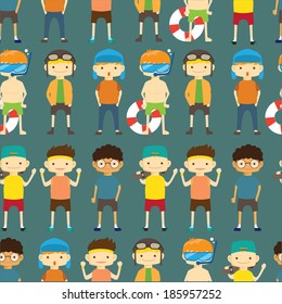 Boys Characters Background Seamless